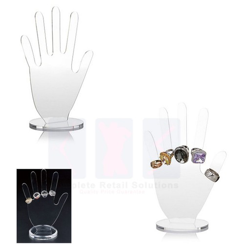 Clear acrylic hand shaped ring - clear,