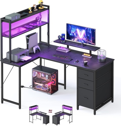 Shaped computer desk with - computer,