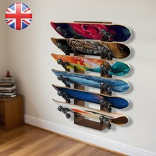 Skateboard Wall Mount Display Rack 6-Tier Wooden Rack for Longboard, Deck 36 in