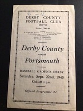 Programme  Derby County v Portsmouth 22Sept 1945  League South  4 Pages
