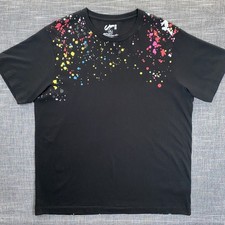 Uniqlo x Futura Laboratories T Shirt Men's XL Black Abstract Expressionist Paint