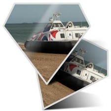 2 x Diamond Stickers 10 cm  - British Hovercraft Machine Vehicle  #16734