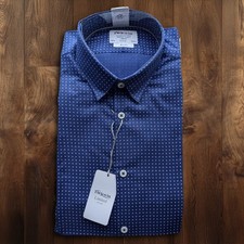 TM Lewin Navy Micro Spot Shirt 15.5”/39 Slim Fit NWT Limited Edition