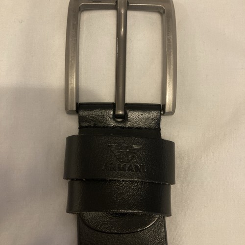 Armani black leather belt - black,
