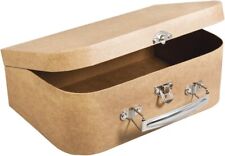 Papier Mache Suitcase with Metal Handle Sturdy Cardboard Case  24 x 16 x 8 cm