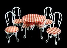 Dolls House Table & Chairs Miniature Cafe Bistro Conservatory Garden Furniture