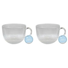 2x Coffee Mugs Clear Glass