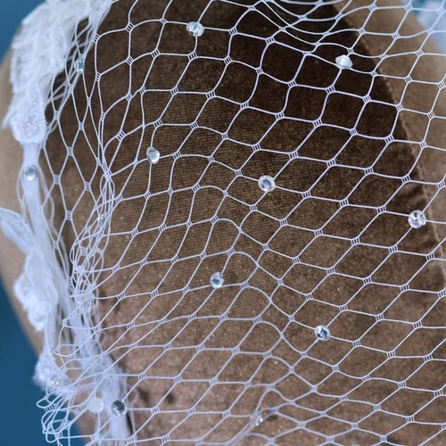 Bridal veil hairband birdcage - bridal,