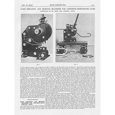 Hand Shearing & Bending Machine for Concrete Reinforcing Bars Vintage Print 1925