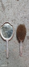 Antique London hallmarked silver dressing table set, brushes and mirror.