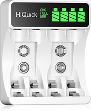 HiQuick LCD 4-slot Battery Charger for AA & AAA Rechargeable Batteries, Type C.