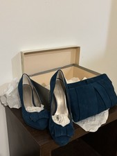 Jacques vert blue velvet high heel and matching bag gift set Christmas