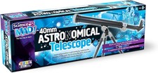 Science Mad 40mm Telescope with Tripod & Eyepieces |Kids Beginner Astronomy STEM