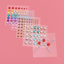  5 Sheets Stick on Jewels for Face Rhinestone Stickers Self Adhesive Body