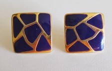 Purple Enamel Gold-tone Square
