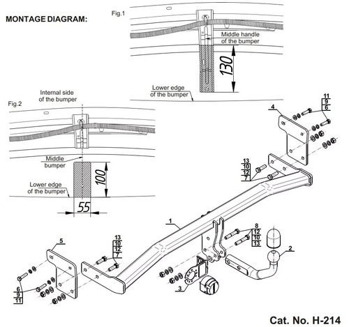 Swan neck tow bar - for, hyundai