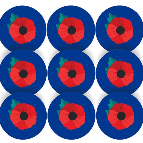 144 poppy 30mm - 144, stickers