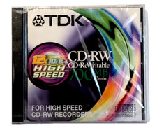 TDK CD-RW 80 4x -12x / 80MIN / 700MB - Rewritable Blank CDRW Disc - NEW & SEALED