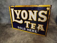 Genuine Double Sided Lyon’s Tea Enamel Advertising Sign 18" x 12"