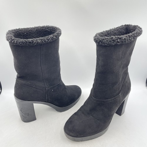 Primark black suede block heel - black,