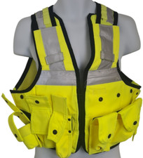 Aegis Utility Vest Hi Viz Hi Vis With 6 Pouch's Buddy-Lok System Security Female