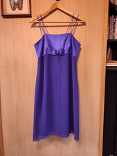 Frank Usher Dusk Purple Satin And Chiffon Strappy Bow Dress Occasion Party • 12