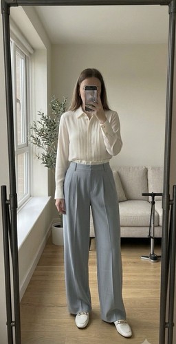 Bershka blue wide leg formal - leg,