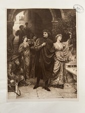 1901 Sepia Portrait Print – Frank Dicksee ‘The Symbol’ Antique Art Plate UK