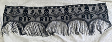 Unusual BLACK Skull & Roses RIP HALLOWEEN Gothic Net Sheer Fabric GARLAND Banner