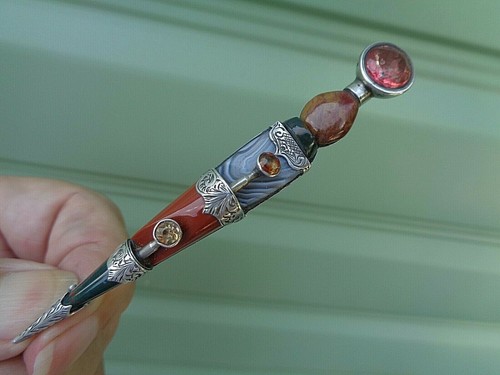 Scottish silver agate brooch - scottish,