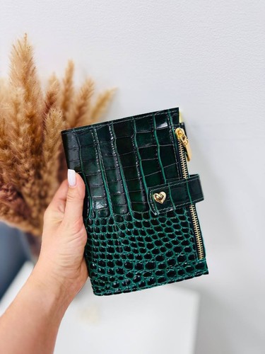 Green leather notebook - green, a6