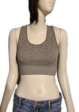 Primark - Grey Ribbed Cropped Workout  Vest top size 6 to 8
