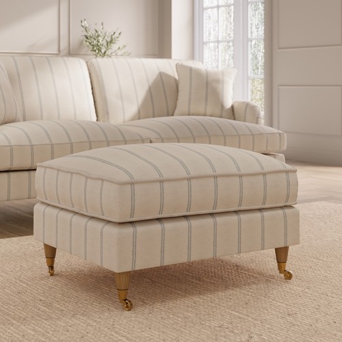 Cream chenille blue - chenille, striped