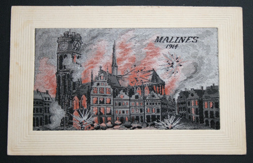 Ww1 silk postcard flames - postcard,