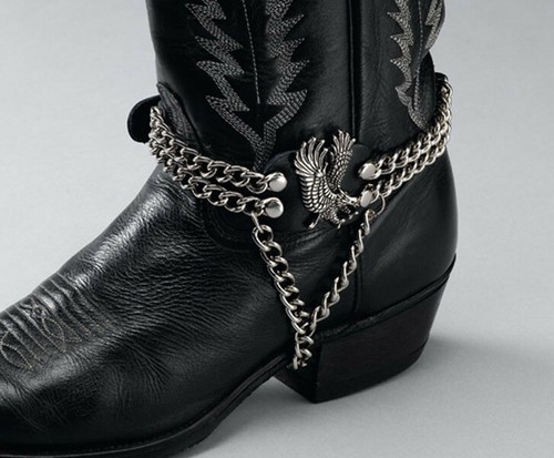 Leather boot chains straps - leather,