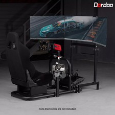 Dardoo Racing Sim Cockpit with Triple Monitor Stand & Seat For Logitech G920 G29