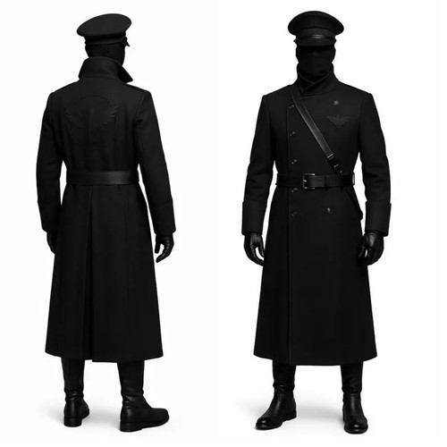 Black military trench coat - military,