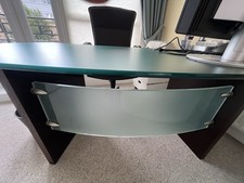Beautiful Large Contemporary Italian Designed Glass And Wood Desk.