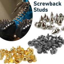 50/100 Silver Metal Bag Studs Cone Punk Spike Spots Rivet Screw Leather Crafts