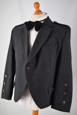 Mens Unbranded Grey Scottish Argyle Pure New Wool,  Kilt Jacket  Size UK 42" S.