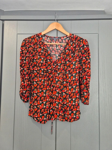 Primark black floral ruched - black,