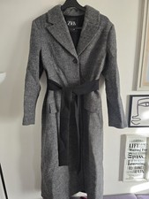 Zara Grey 100% Wool  Long Coat