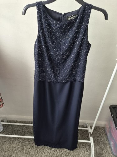 Navy long dress beaded - dress.,
