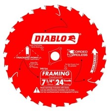 Diablo D0724A 7-1/4" 24T Framing Saw Blade 5/8" Arbor PermaShield Tracking Point
