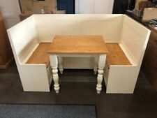 PAINTED U-SHAPE MONKS BENCH- F&B WHITE TIE- SETTLE- PEW- SEAT STORAGE- HAND MADE