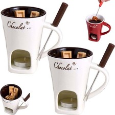 Chocolate Fondue Mugs Premium Chocolate Fondue Coffee Cup with Fork Melting Mug