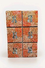 Box of 6 Vintage Mosaic Coasters with Mother of Pearl Inlay Chinese/Japanese