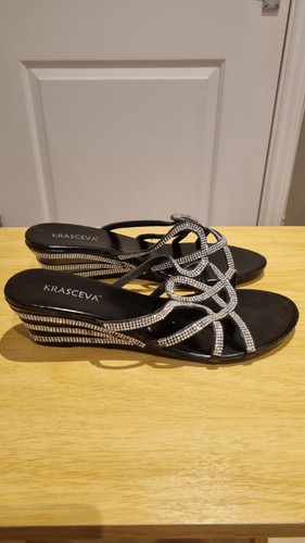 Krasceva black diamante wedge - black,