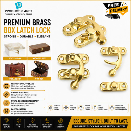 Gold plated box latch - plated, hasp