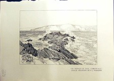 Old Print Newquay Bay Cornwall